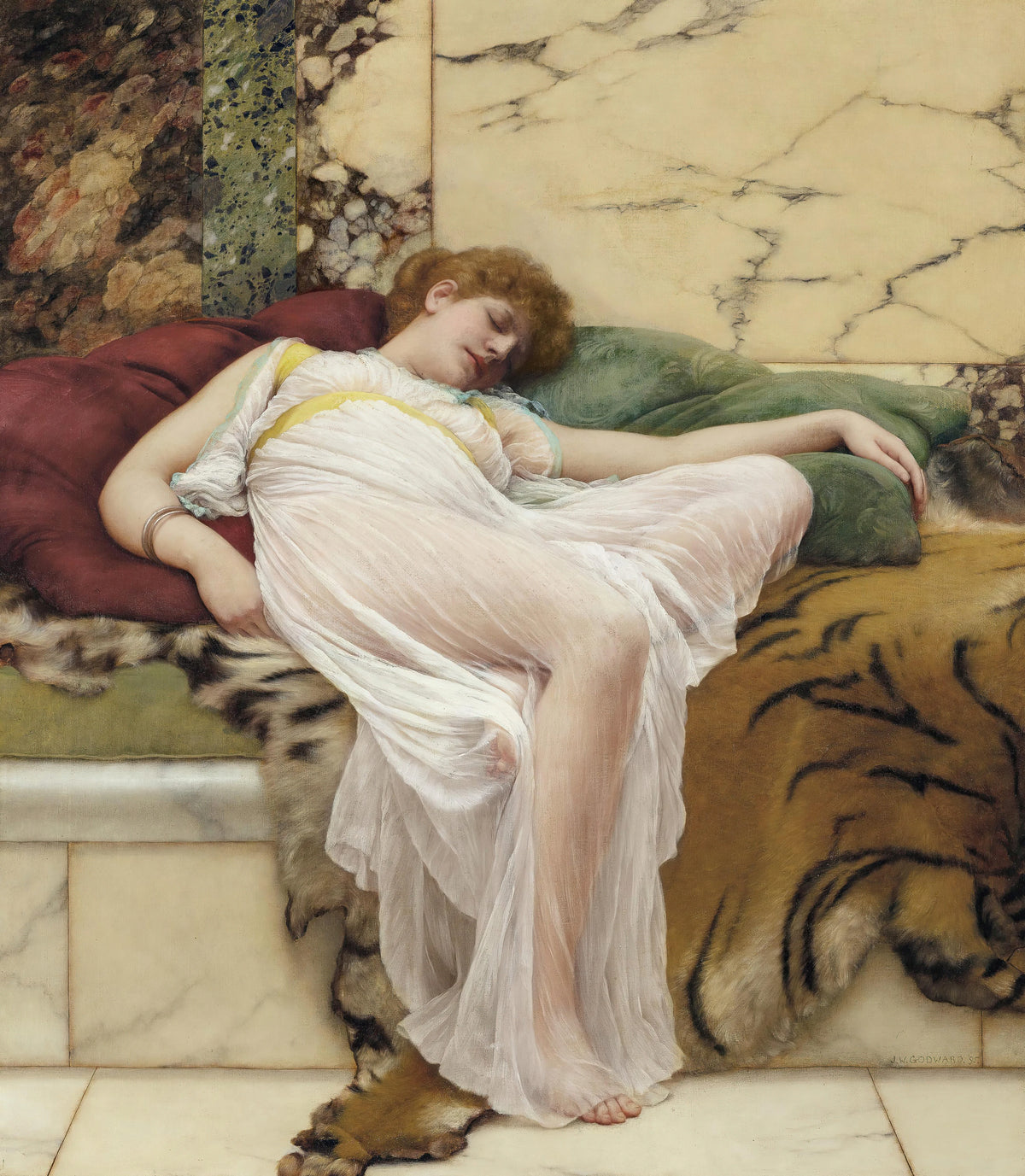 John William Godward - A Siesta (1895)