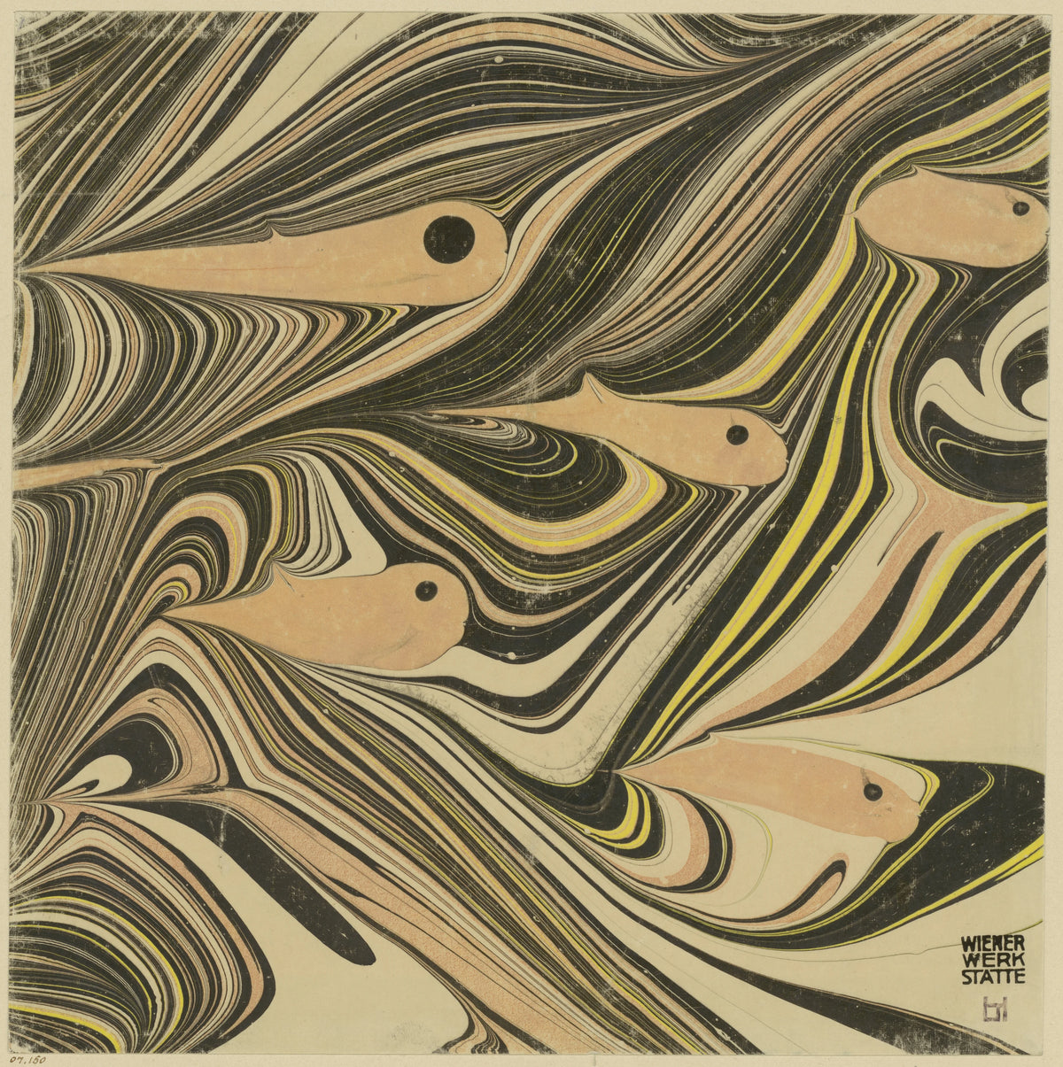 Josef Hoffmann - Marmorpapier (mit Fischmotiven) (1903-1907)