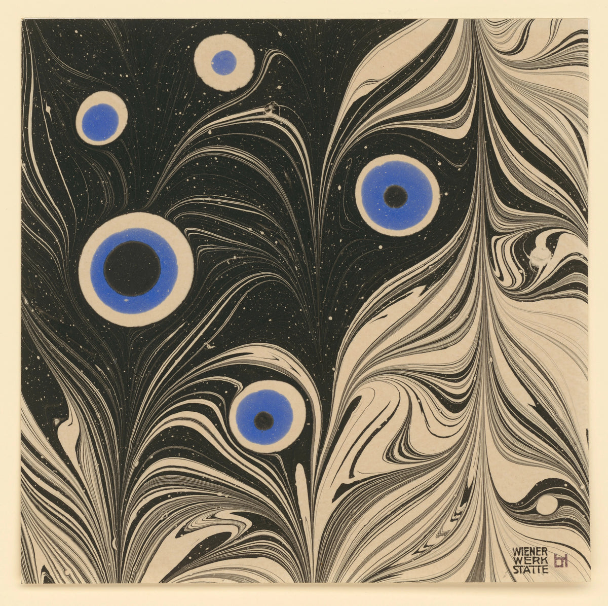 Josef Hoffmann - Marmorpapier (Pfauenfederornament) (1903-1907)