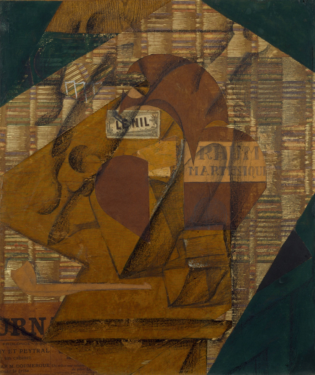 Juan Gris - Bottle of Rum and Newspaper (1914)