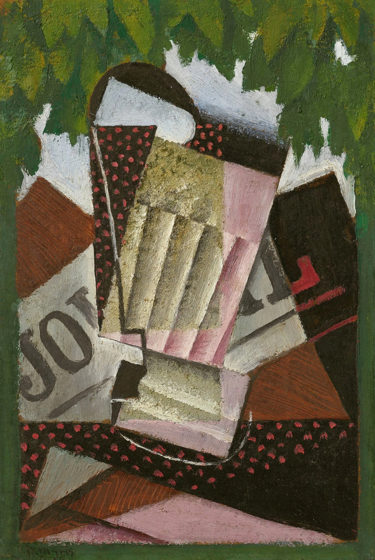 Juan Gris - Verre, journal et feuillage (1915)