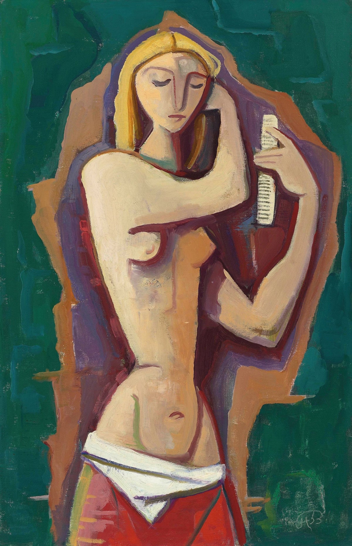 Karl Hofer - Mädchen, soch kämmend (1953)