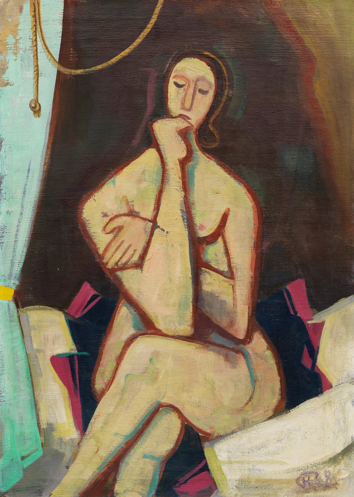 Karl Hofer - Sitting on the bed (1948)
