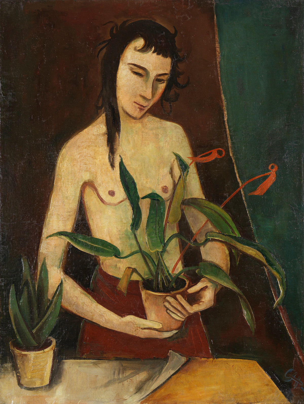 Karl Hofer - Woman with Plants (1922)