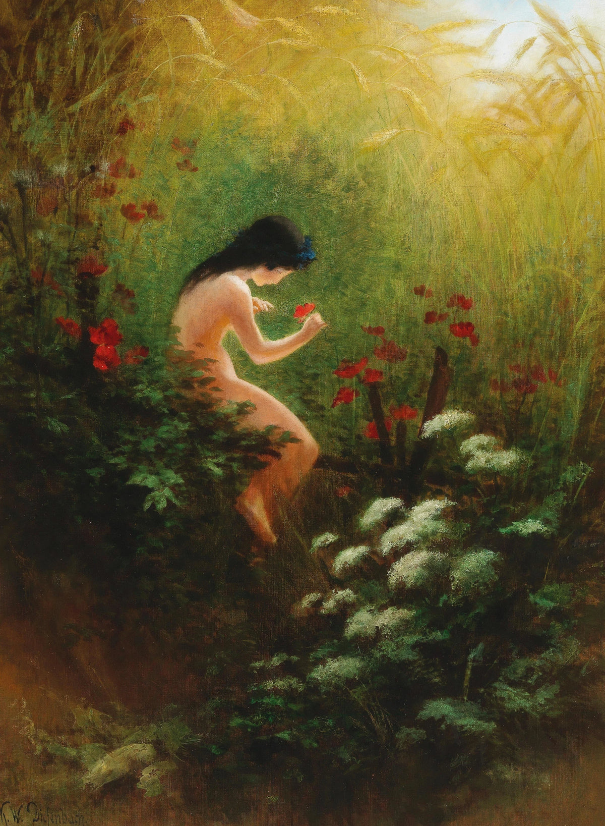 Karl Wilhelm Diefenbach - A girl with a flower
