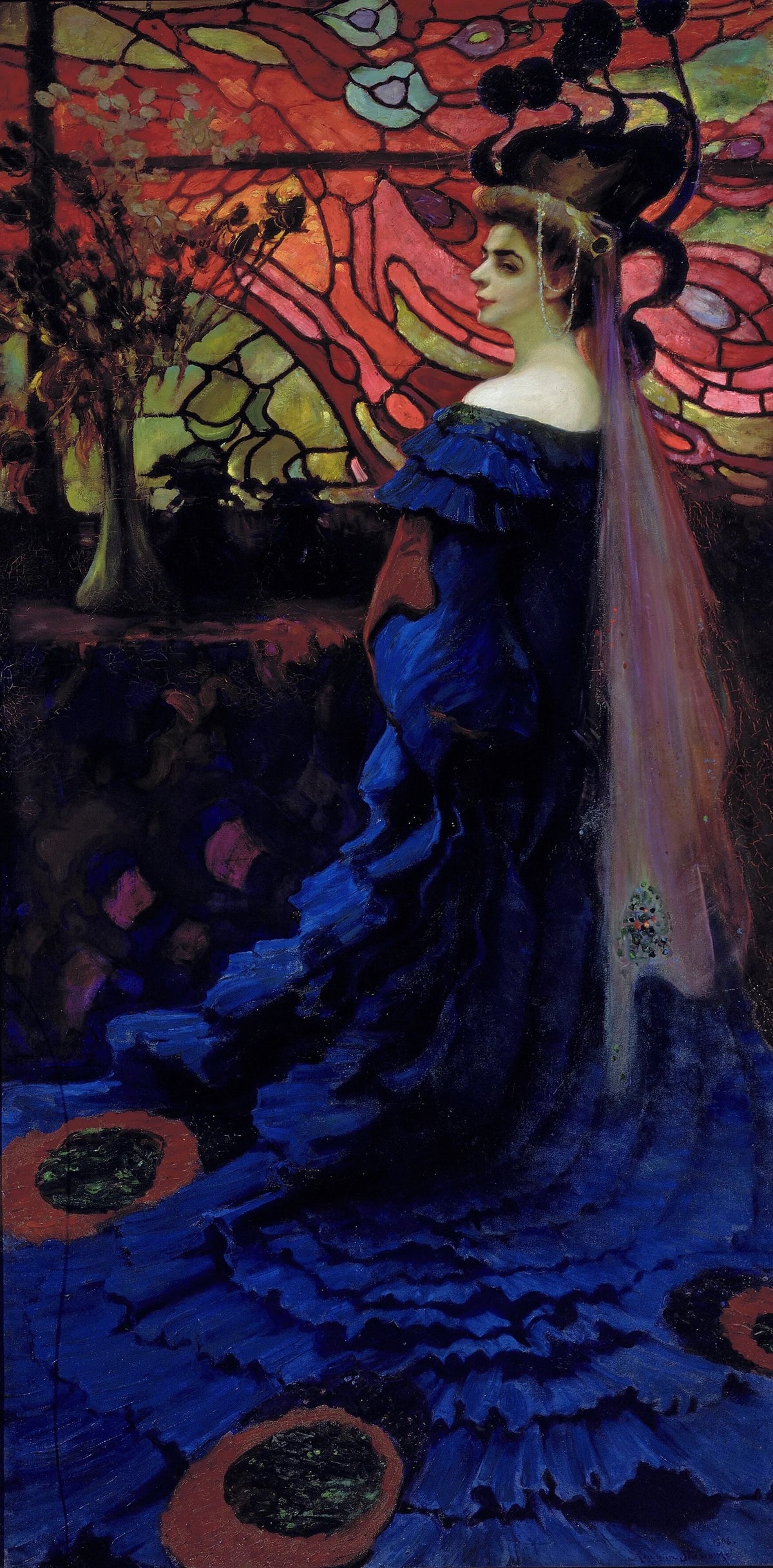 Kazimierz Stabrowski - Peacock - portrait of Zofia Borucińska née Jakimowicz (1908)