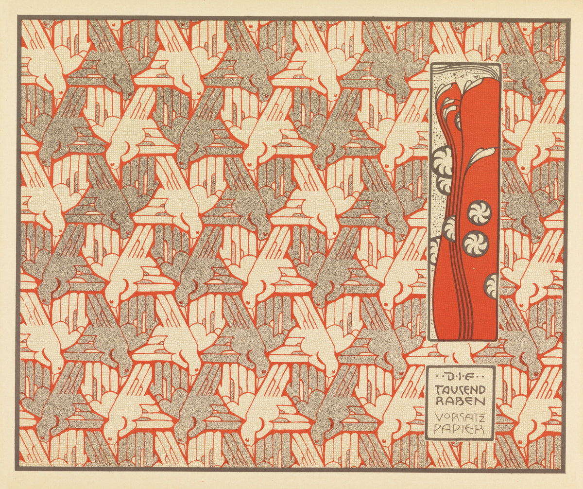 Koloman Moser - Die Tausend Raben Vorsatz Papier (A Thousand Ravens Book End Paper) (1901)