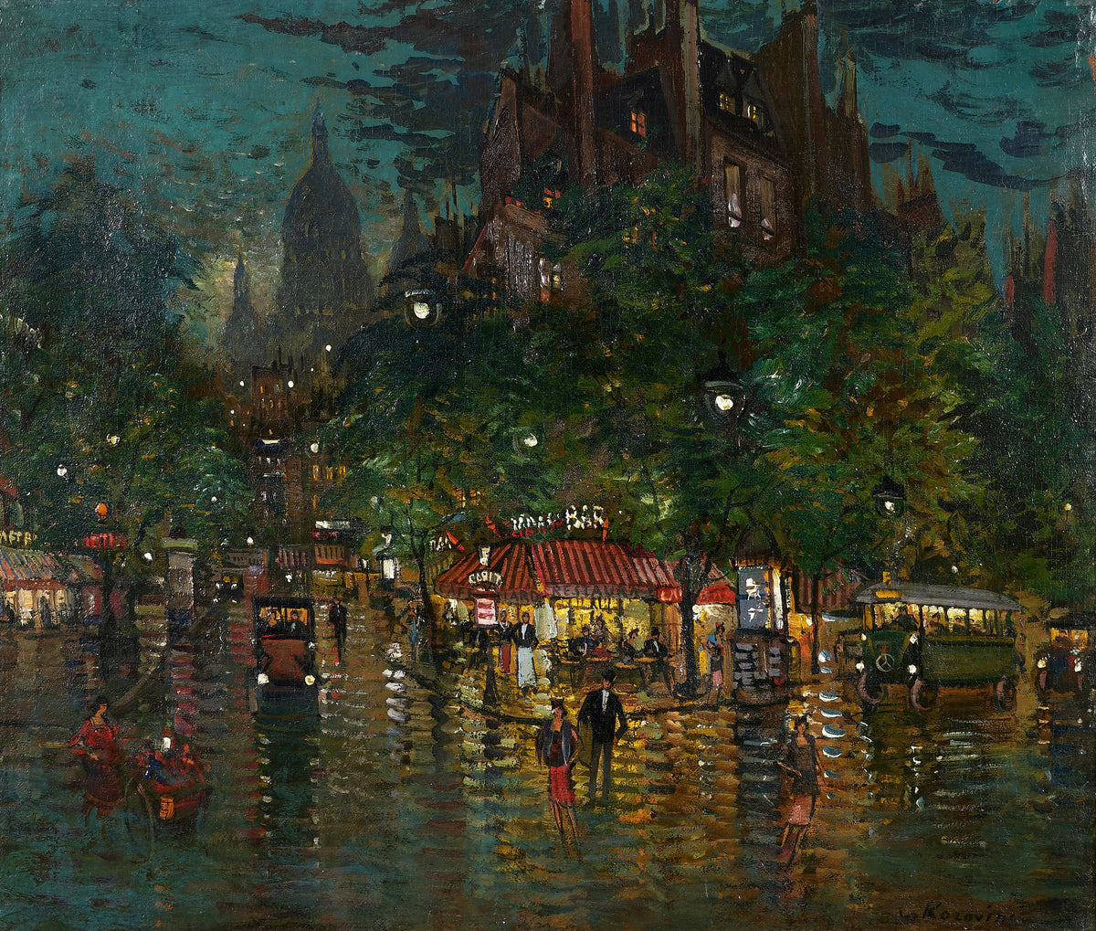 Konstantin Alexeevich Korovin - Paris scène nocturne