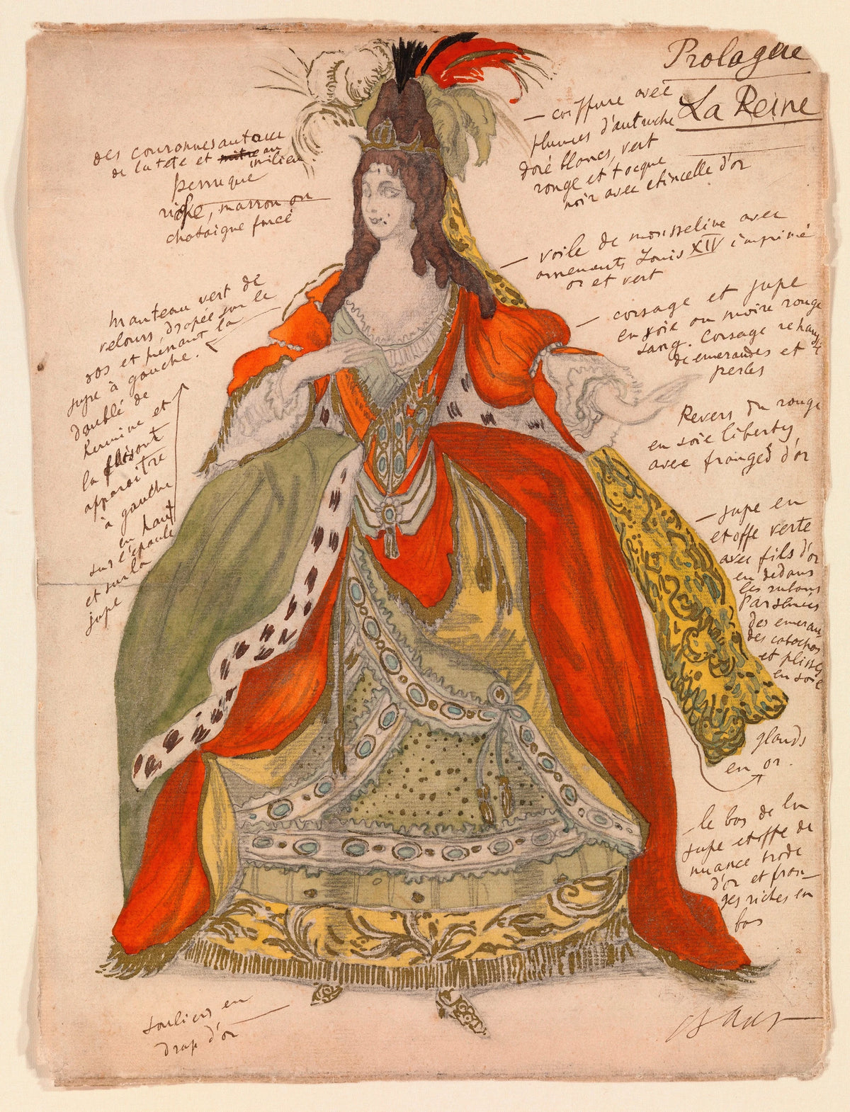 Léon Bakst - Costume Design for the Queen from 'Sleeping Beauty' (1921)
