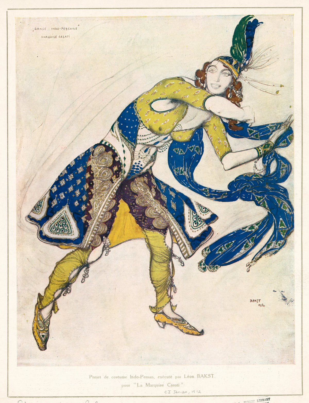 Léon Bakst - Projet de costume Indo-Persan, exécuté par Léon Bakst pour 'La Marquise Casati' (1912)