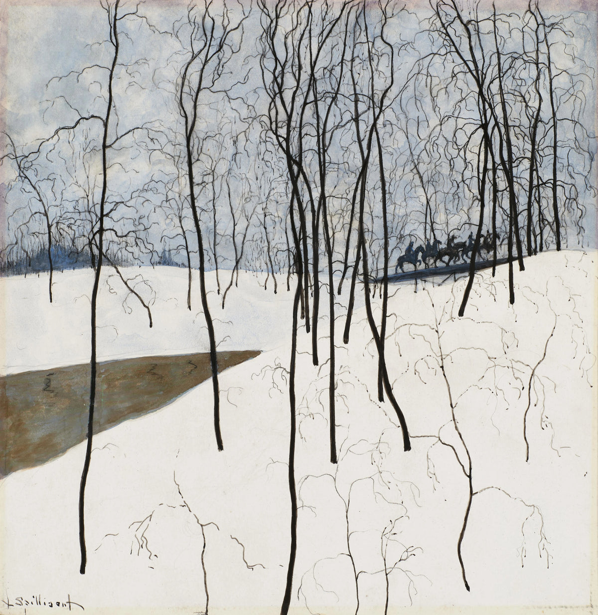 Léon Spilliaert - Les Cavaliers dans la neige (1915)