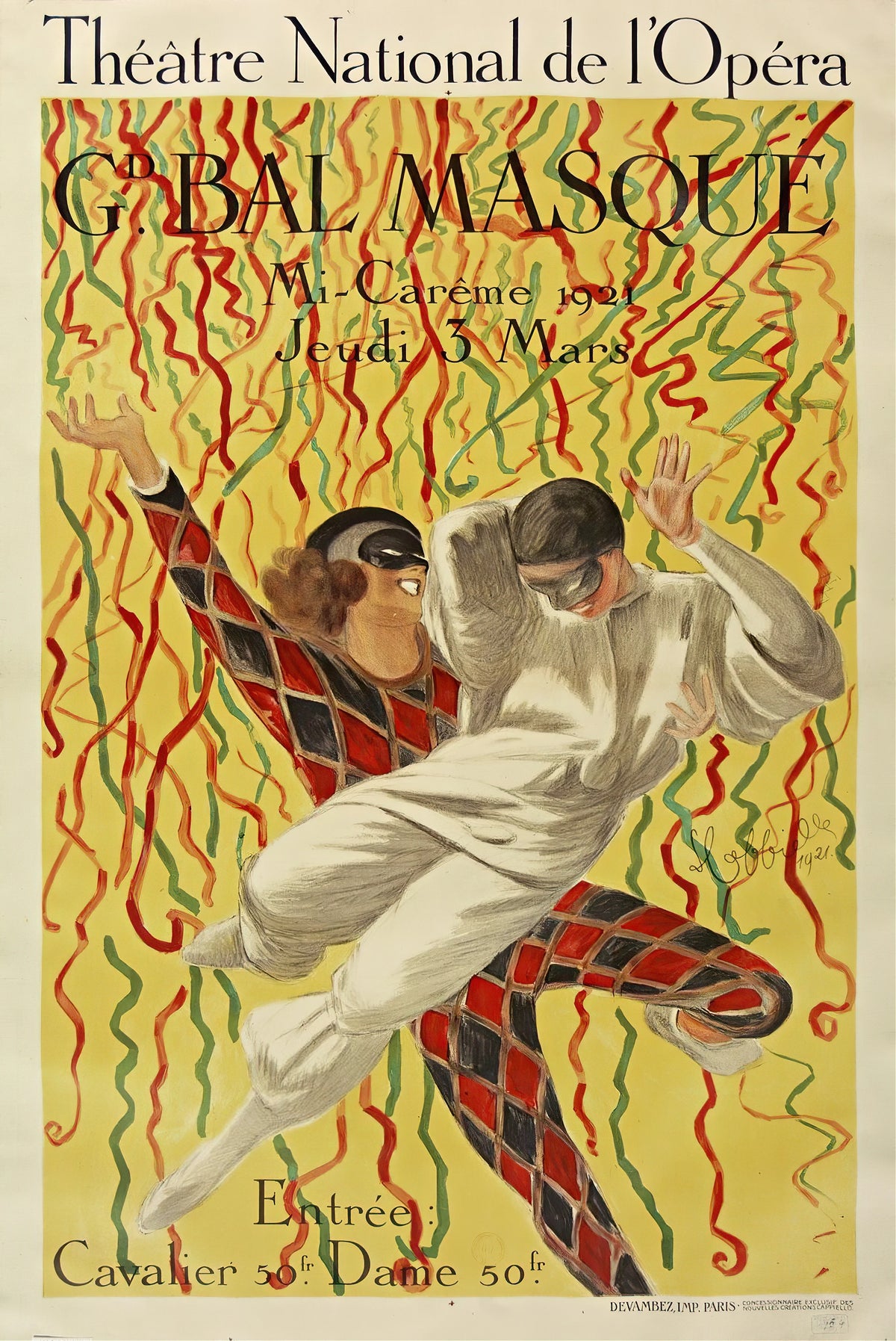 Leonetto Cappiello - Théâtre National De L'opéra Grand Bal De La Mi-Carême (1921)