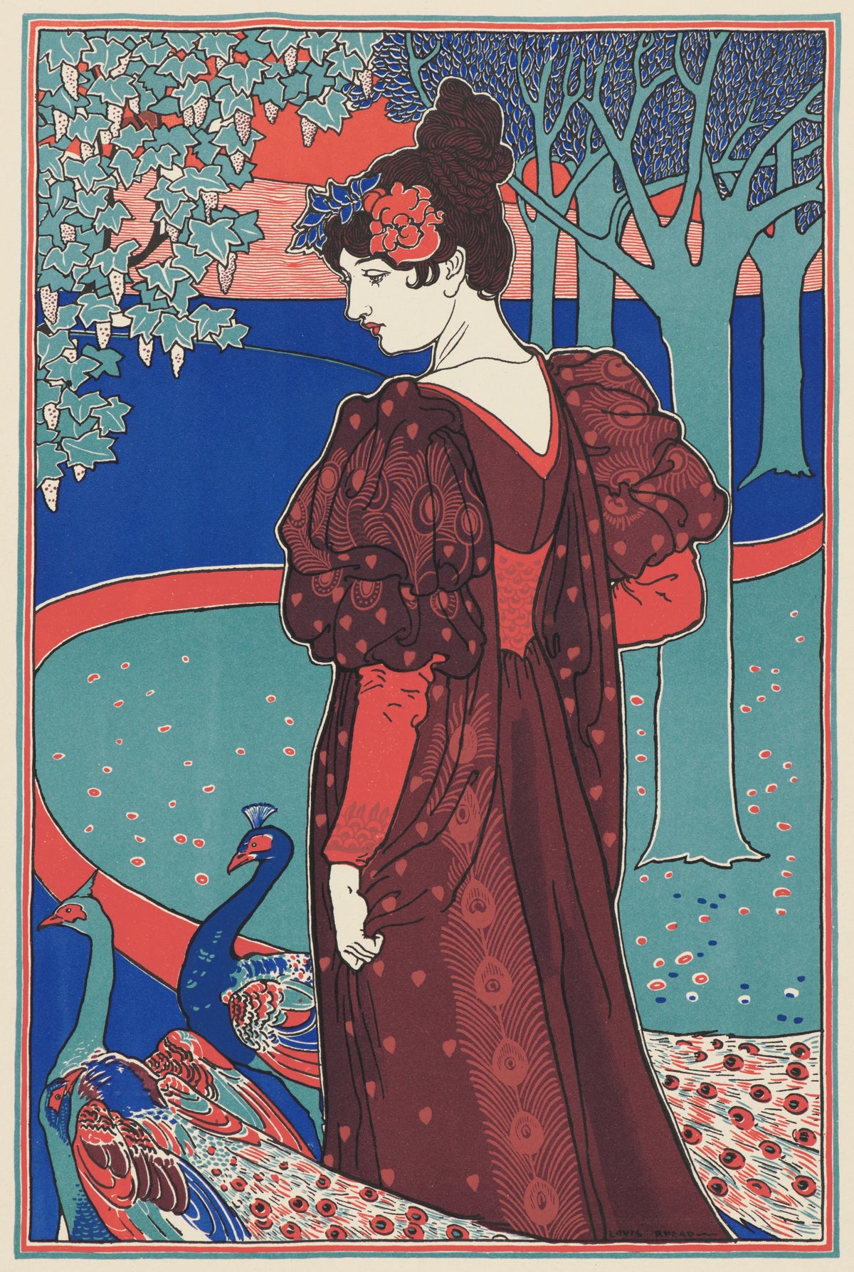 Louis Rhead - Woman with Peacocks (La Femme au Paon) (circa 1897)