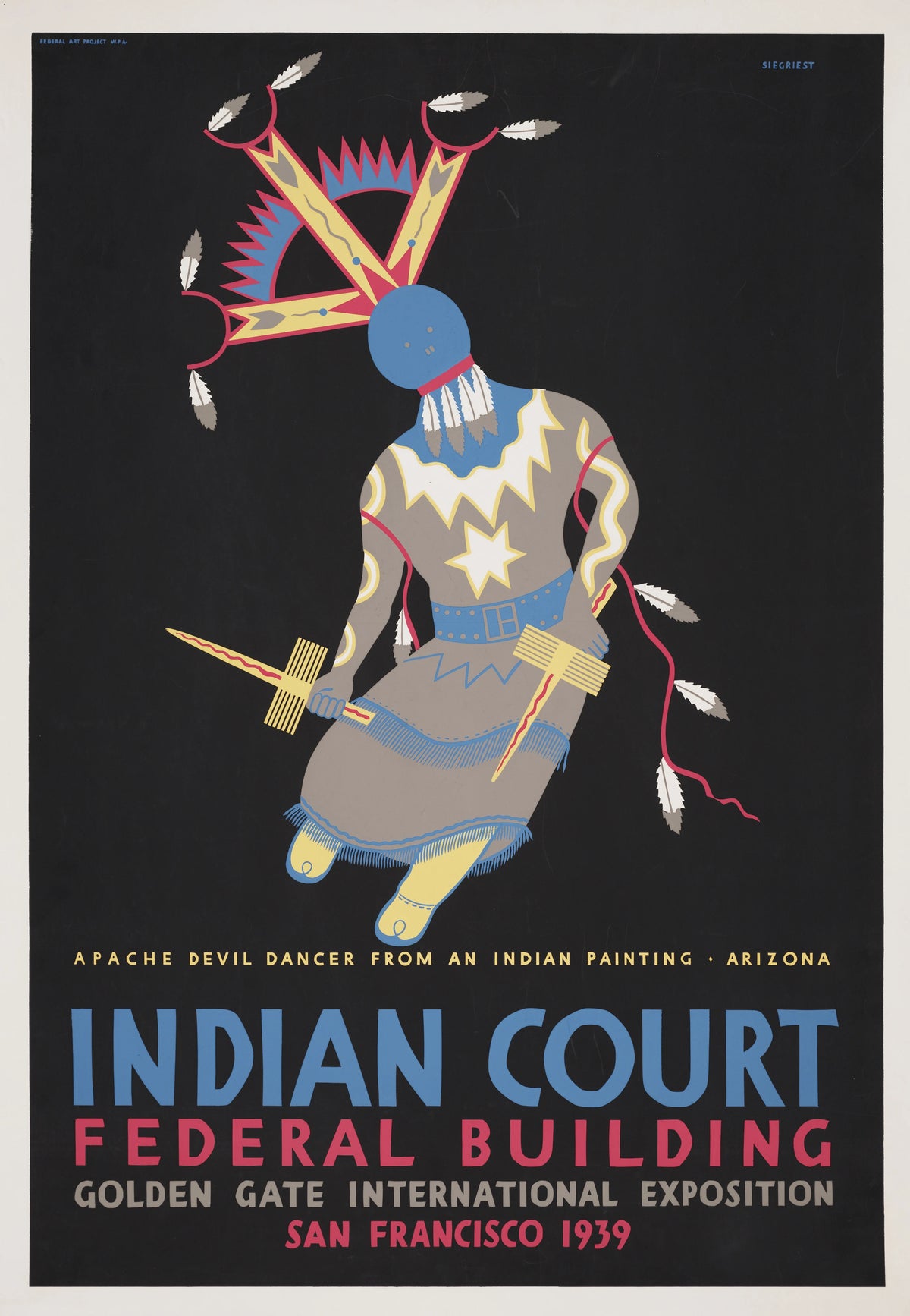 Louis Siegriest - Apache devil dancer from an Indian painting, Arizona (1939)