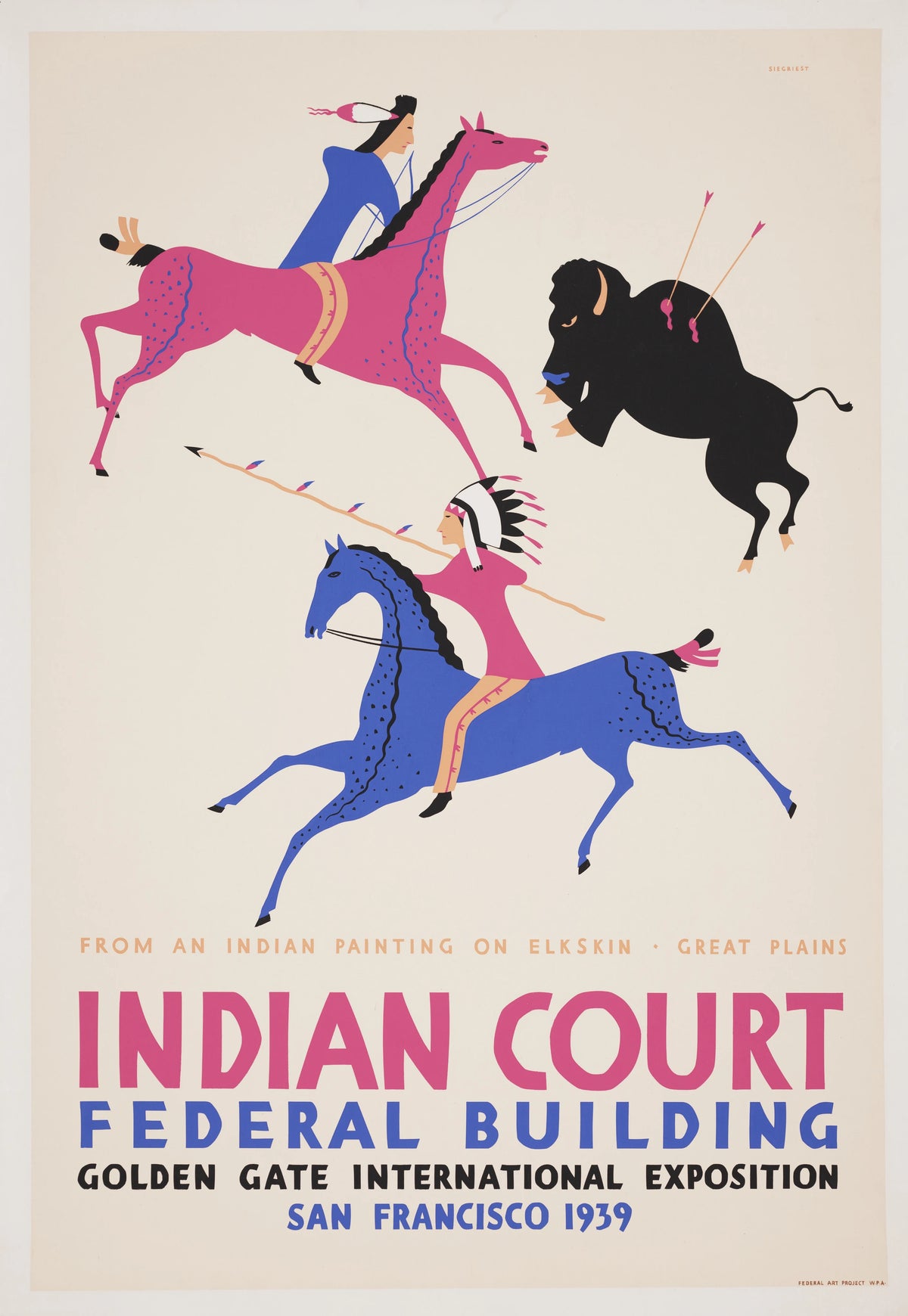 Louis Siegriest - From an Indian painting on elkskin, Great Plains (1939)