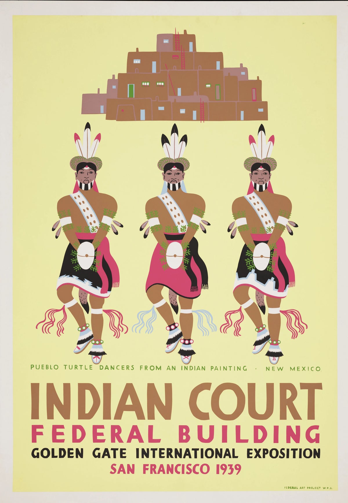 Louis Siegriest - Pueblo Turtle dancers from an Indian painting, New Mexico (1939)