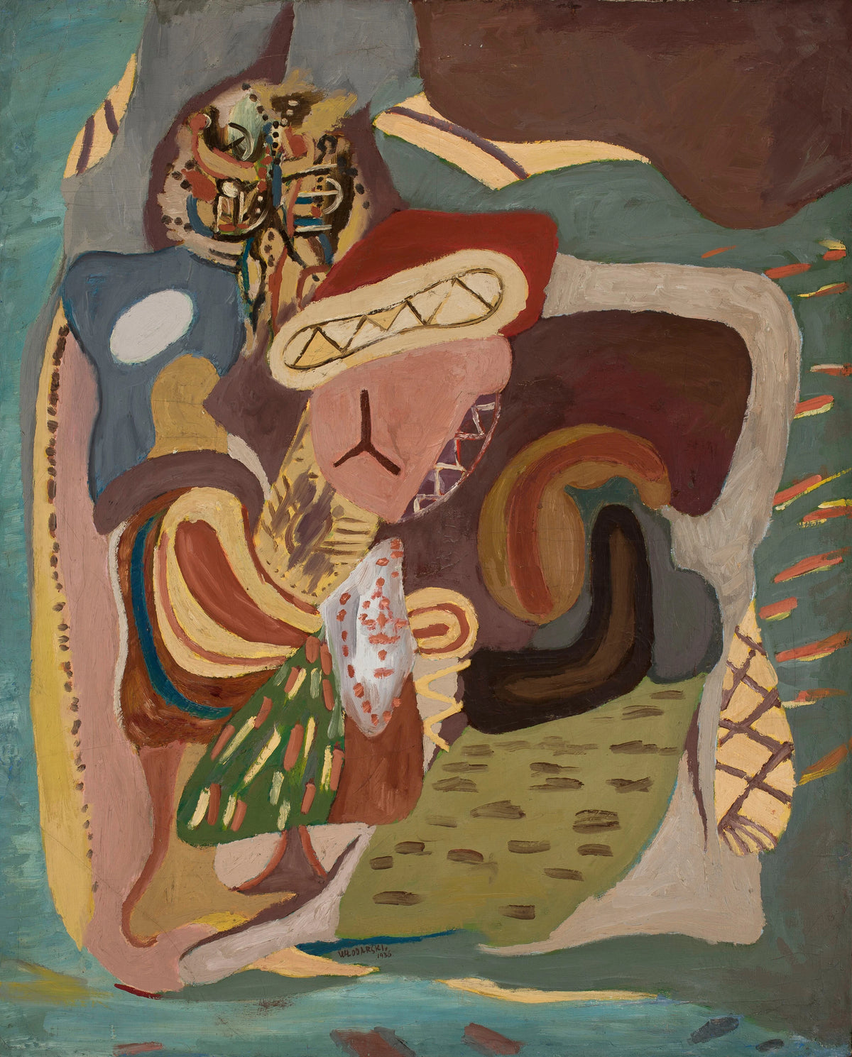 Marek Włodarski - Family with a bouquet (1936)