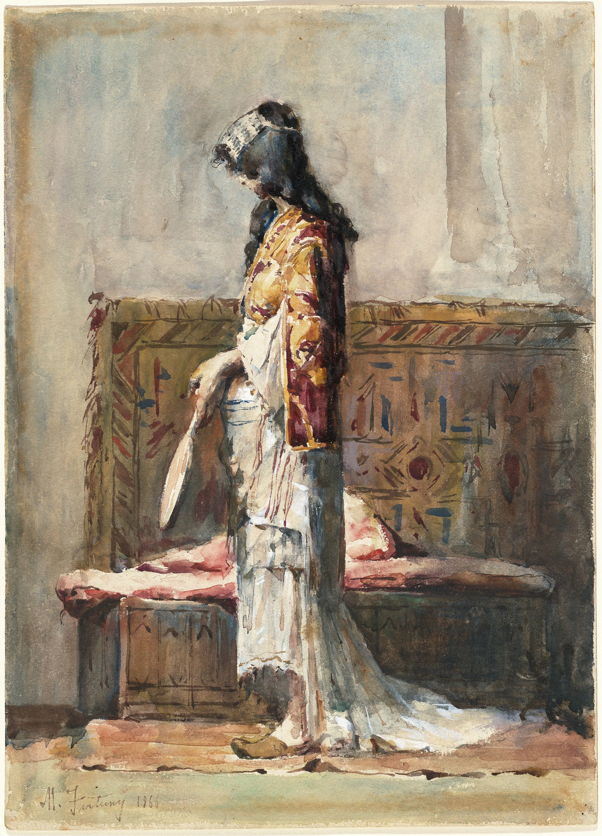 Mariano Fortuny Marsal - A Moroccan Woman in Traditional Dress (1866)