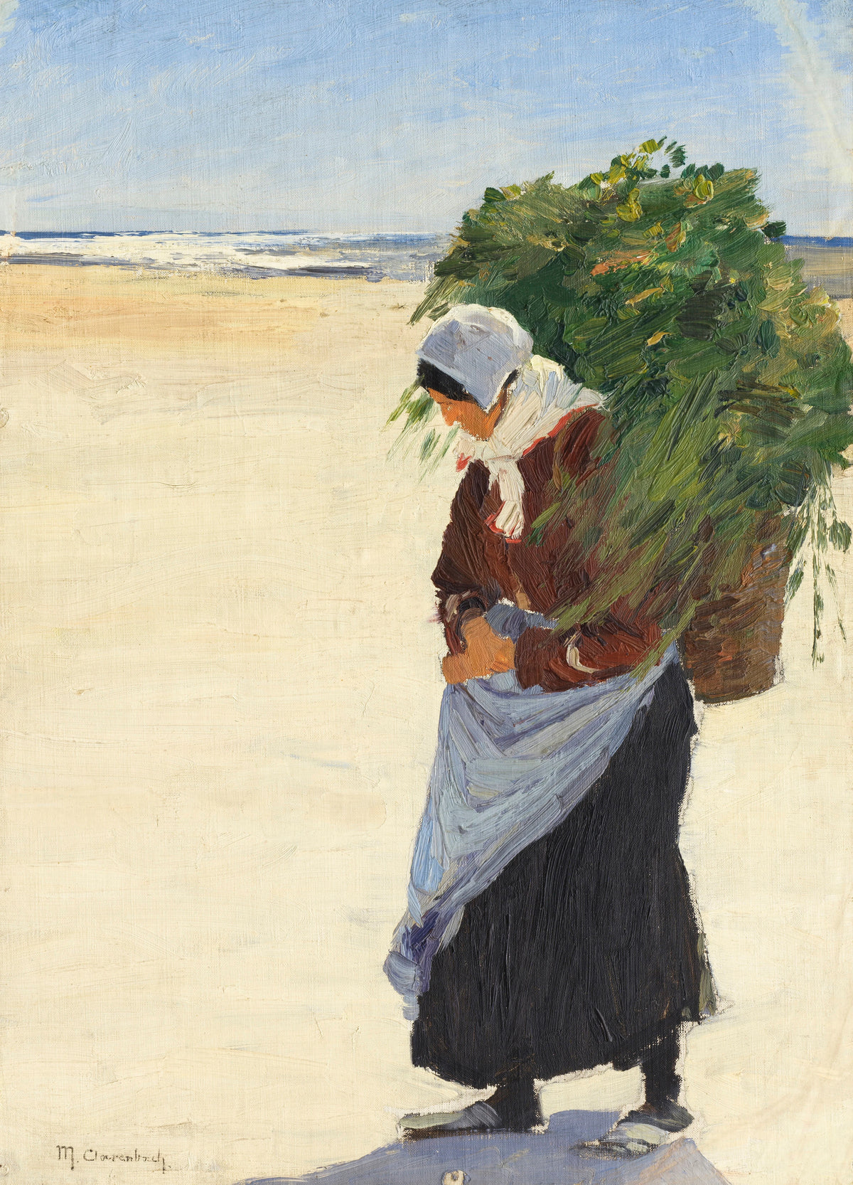Max Clarenbach - Seetang-Sammlerin an der Küste (1895-1900)