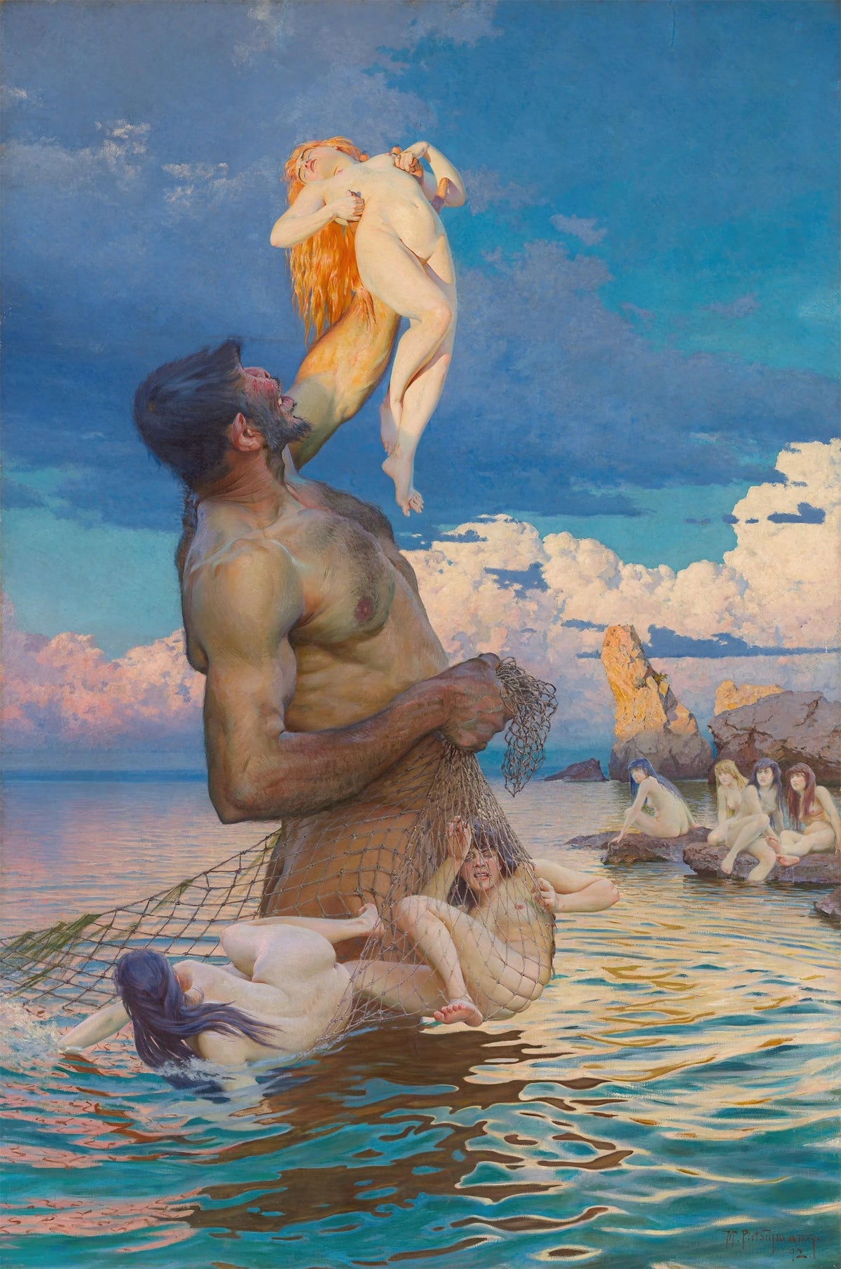 Max Pietschmann - Catch of Polyphemus (Fischzug des Polyphem) (1892)