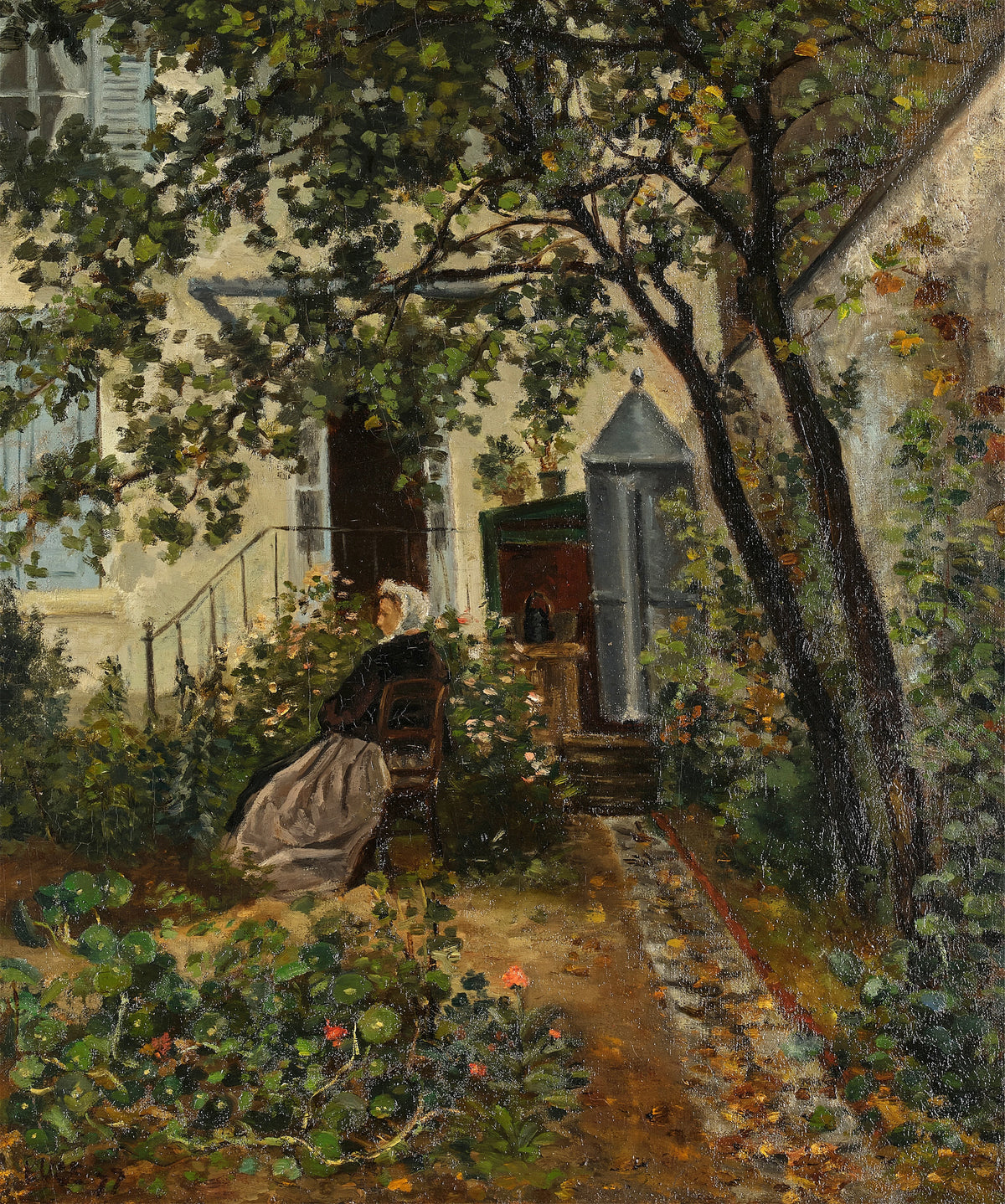 Maximilien Luce - La Mère de l'artiste dans le Jardin à Montrouge (1887)