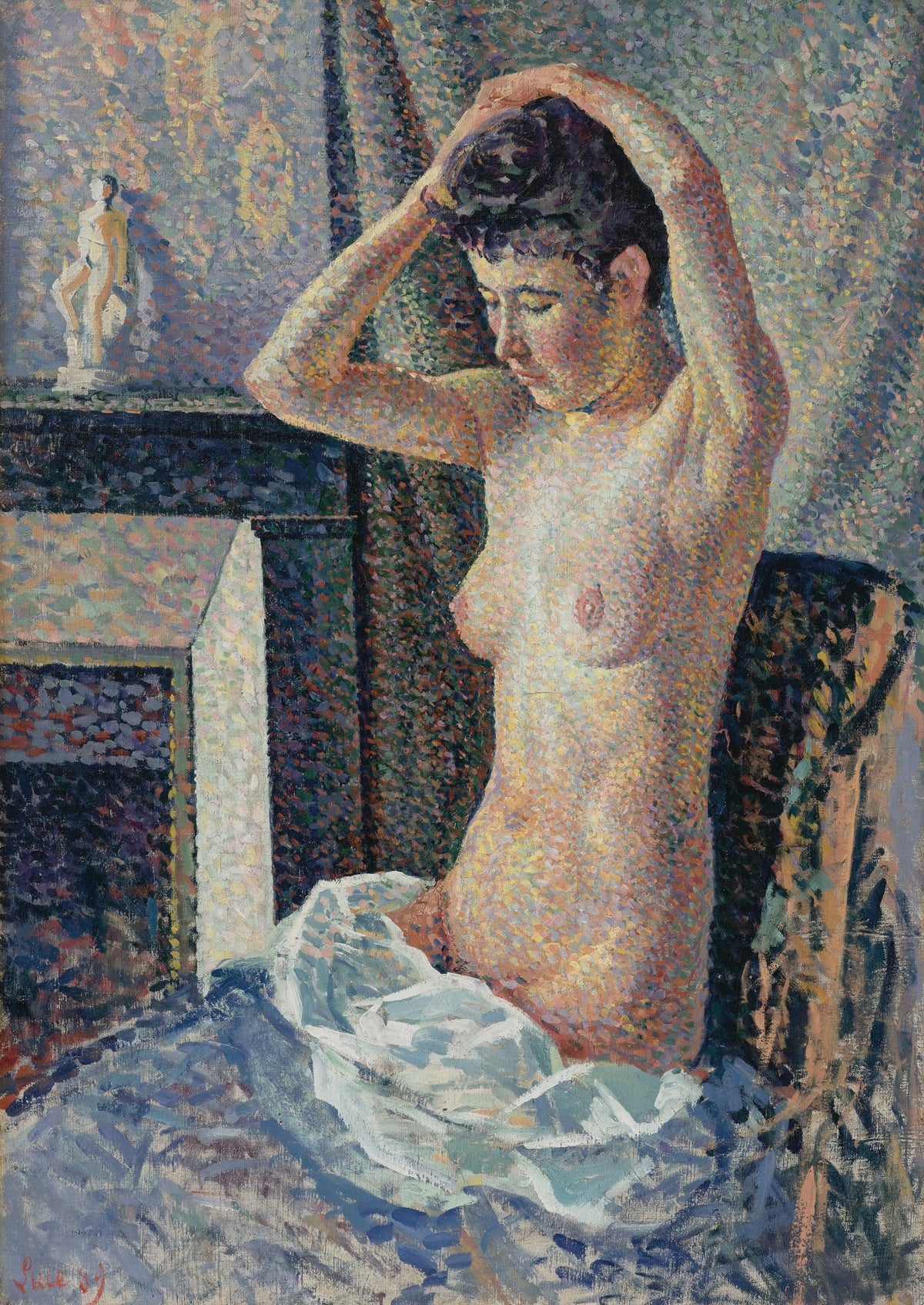 Maximilien Luce - Nu se coiffant (1889)