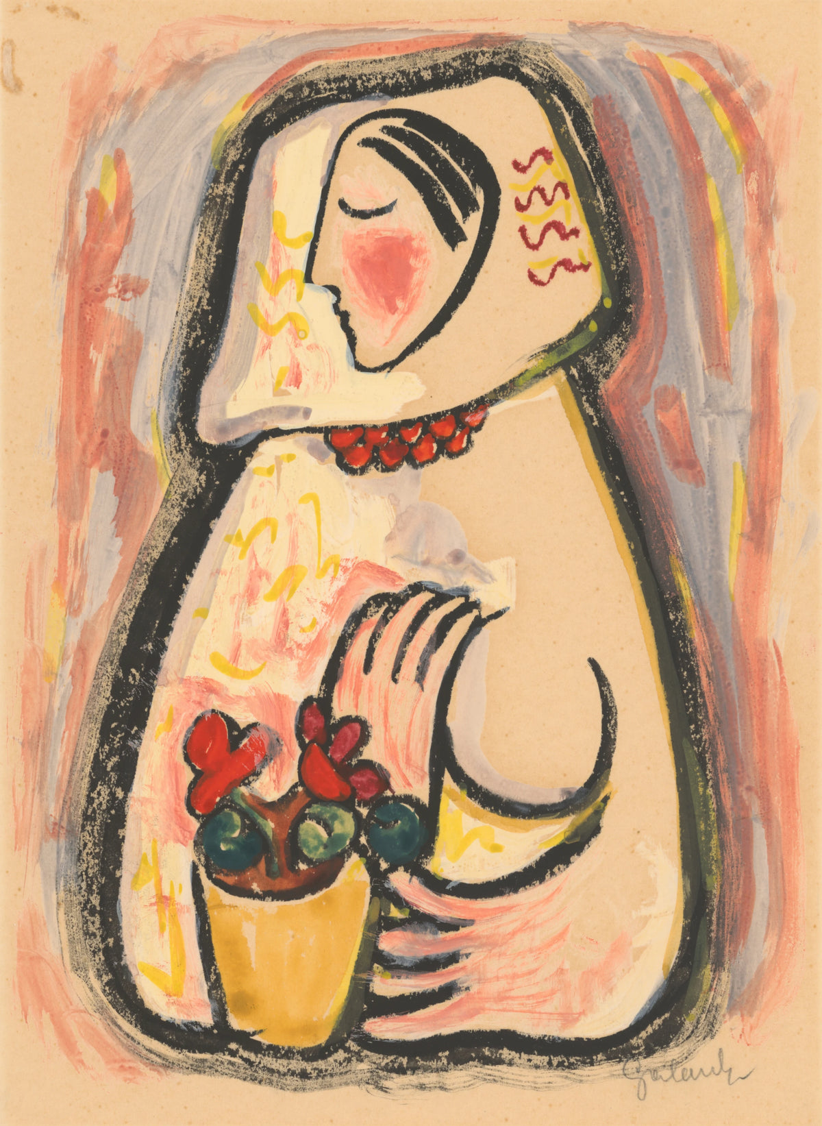 Mikuláš Galanda - Girl with a basket of flowers (1937-1938)