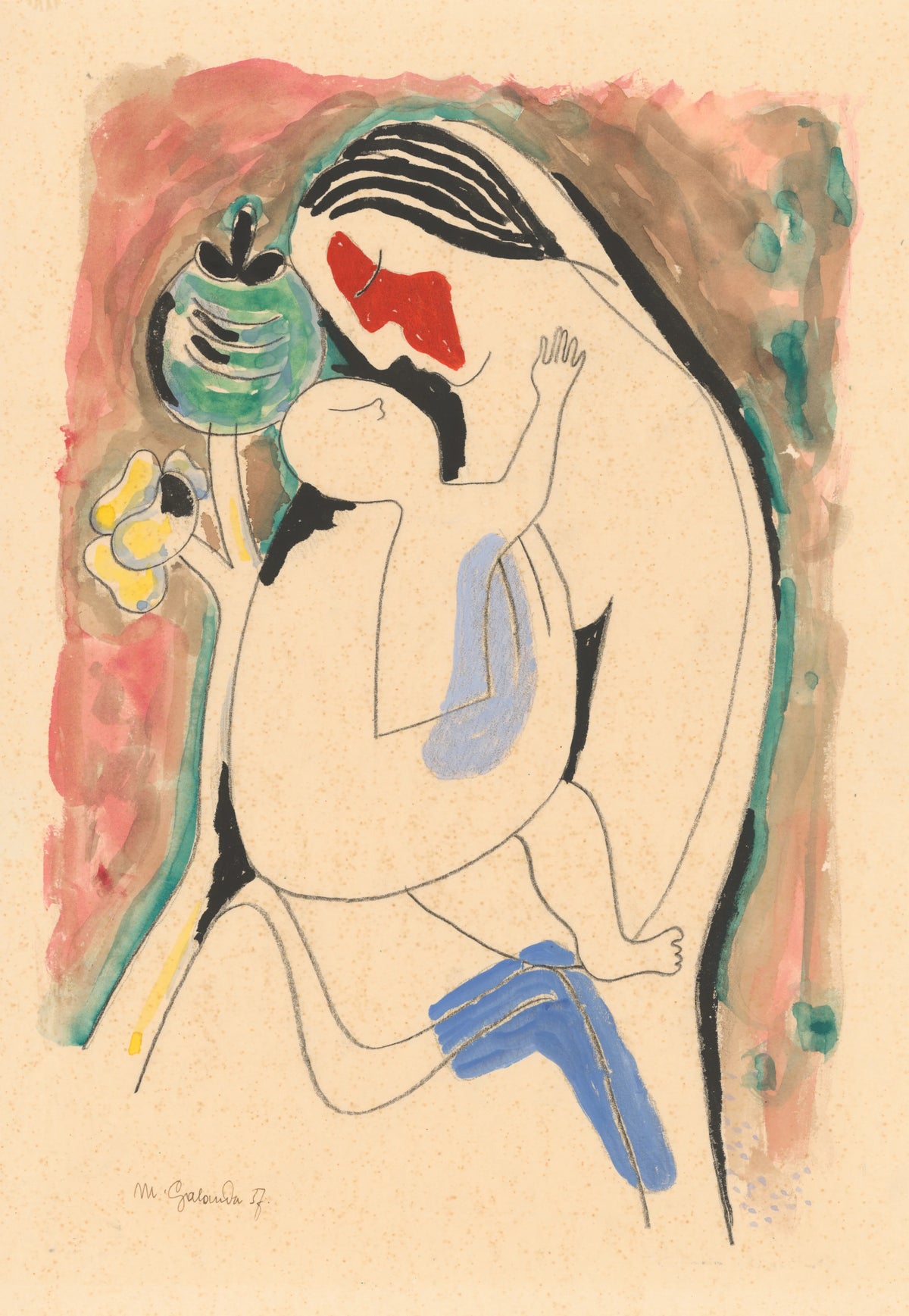 Mikuláš Galanda - Mother with baby and flower (1937)