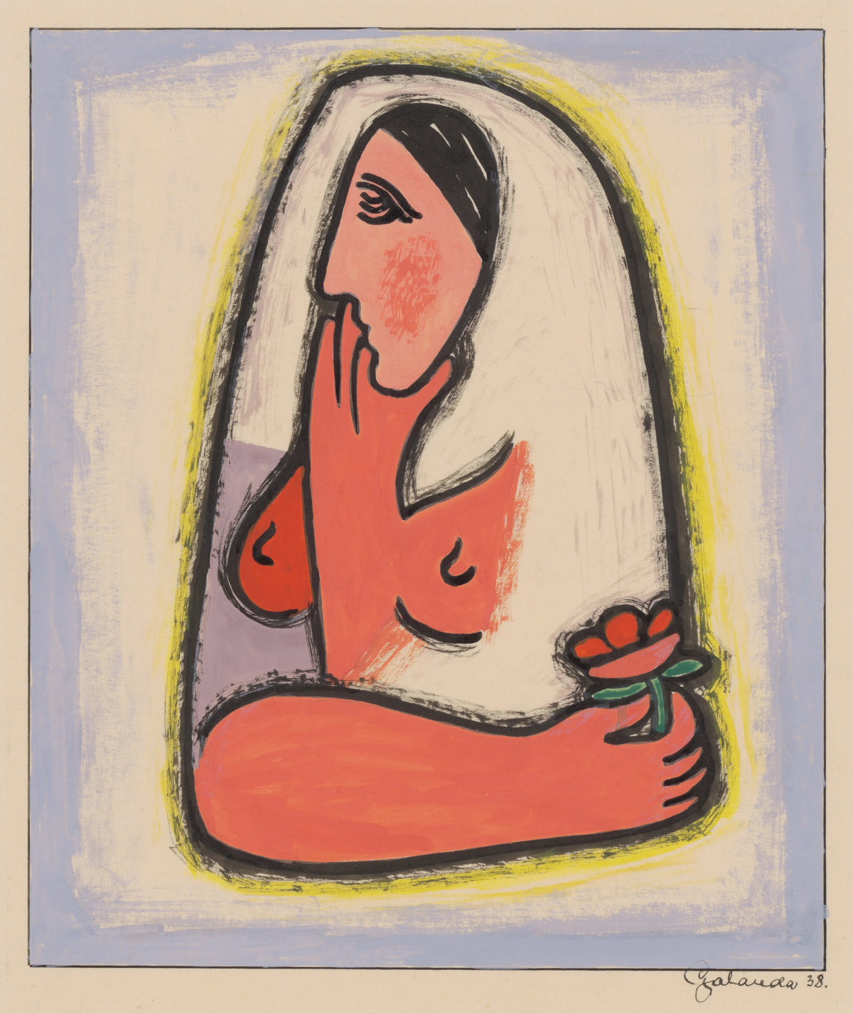 Mikuláš Galanda - Woman with a Flower (1938)