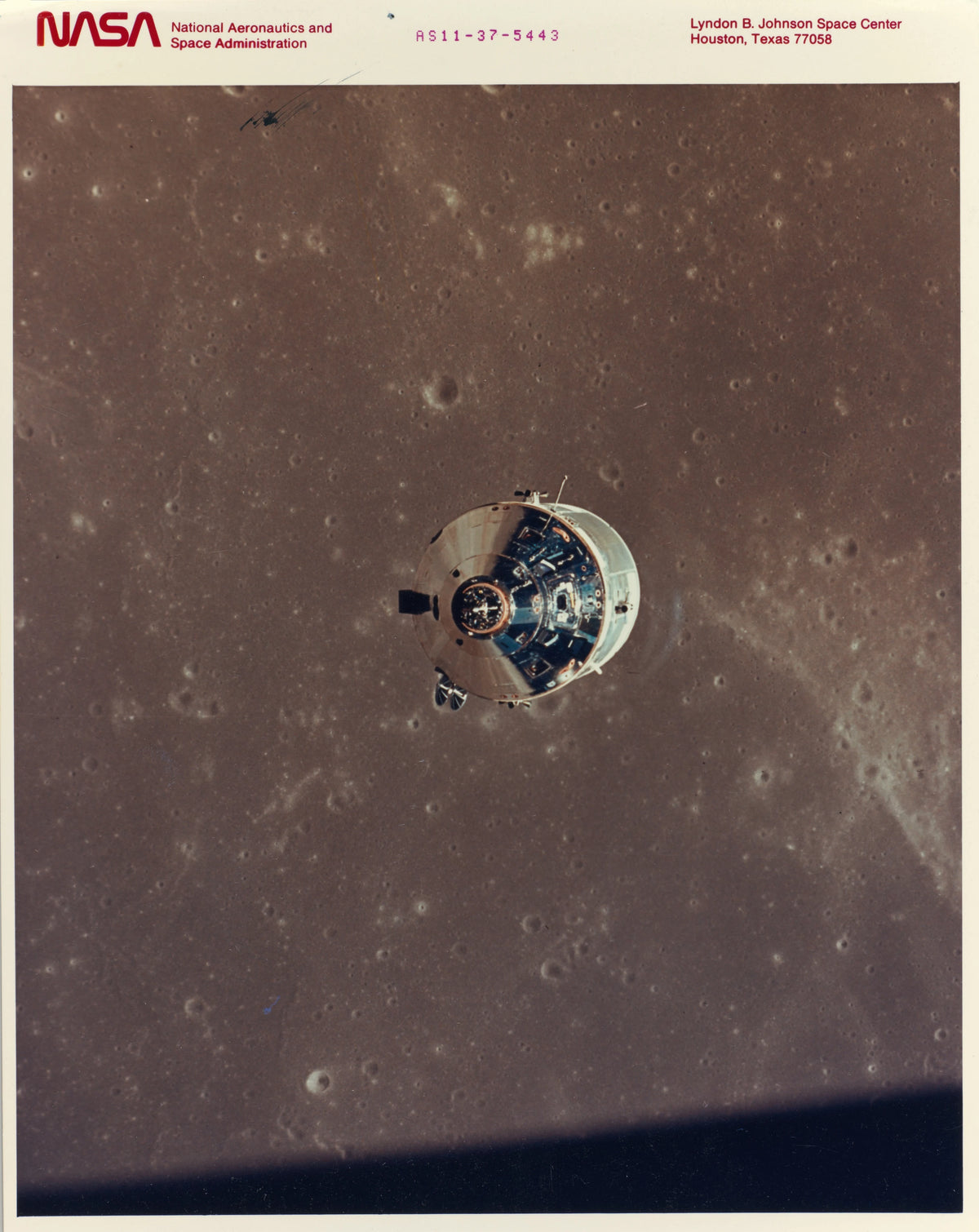 NASA - Apollo 11 Command and Service Modules Photographed from the Lunar Module in Orbit (1969)