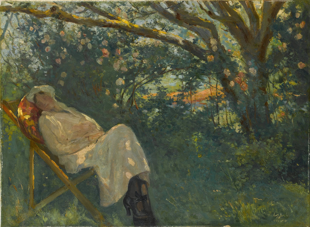 Nazmi Ziya Güran - Şezlongda Pembe Elbiseli Kadın (1904)