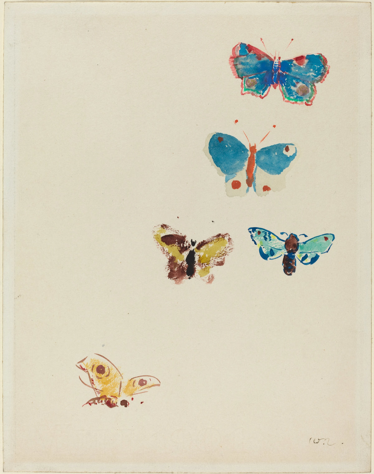 Odilon Redon - Five Butterflies (circa 1912)
