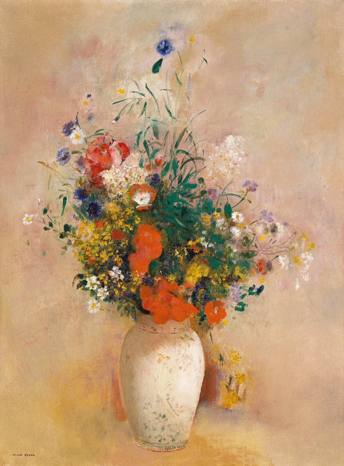 Odilon Redon - Vase of Flowers (Pink Background) (circa 1906)