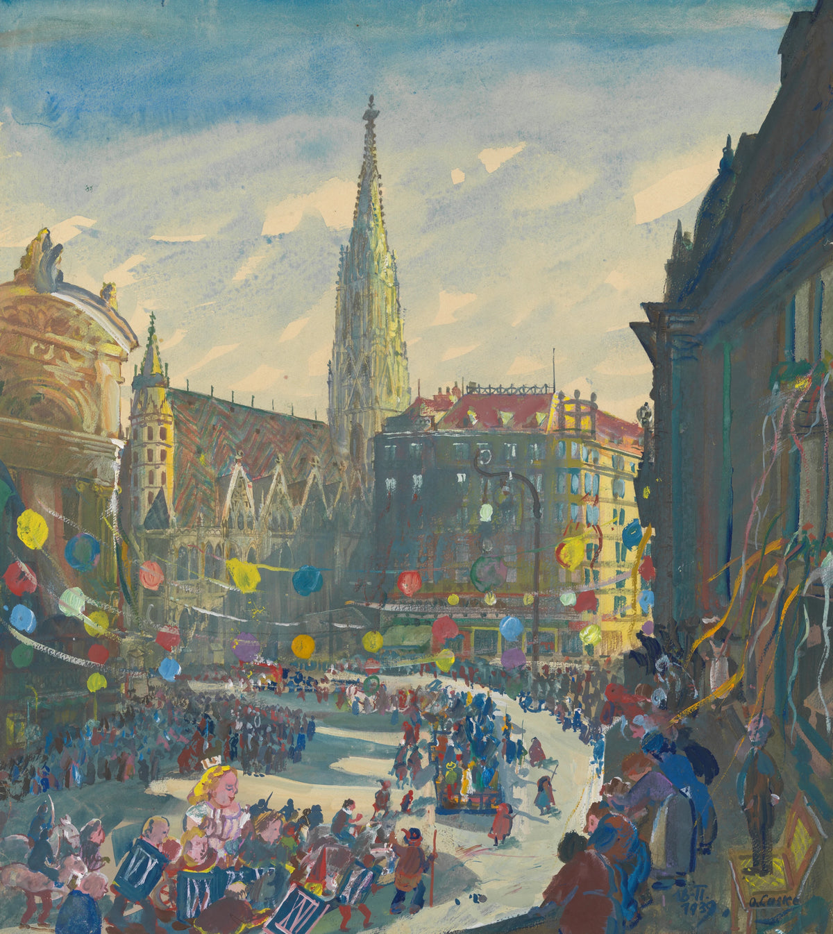 Oskar Laske - Faschingsumzug am Stock im Eisen Platz (1939)