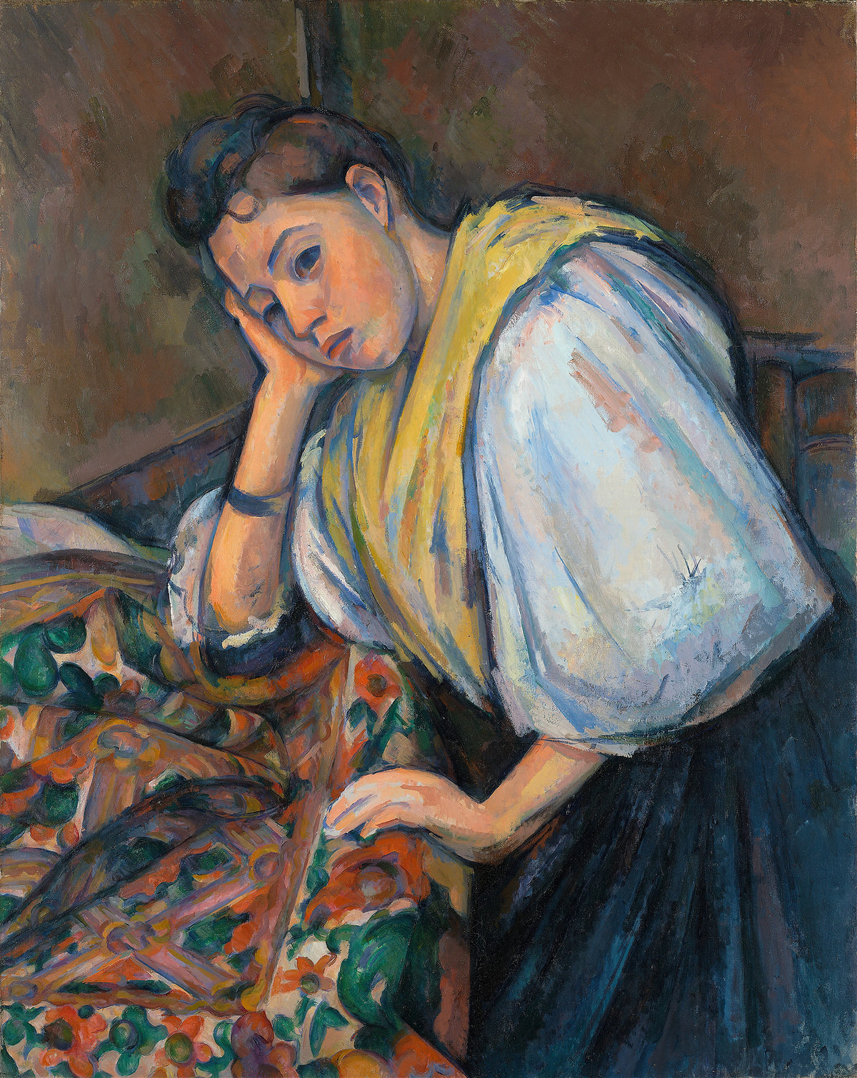 Paul Cézanne - Young Italian Woman at a Table (1895-1900)