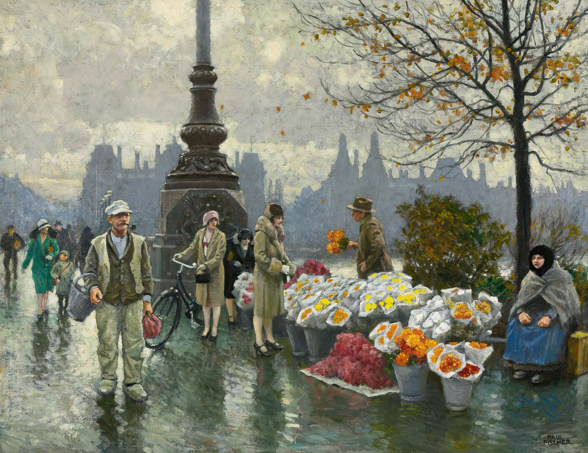 Paul Fischer - Flowersellers At Dr. Louises Bro (Queen Louise's Bridge) In Copenhagen