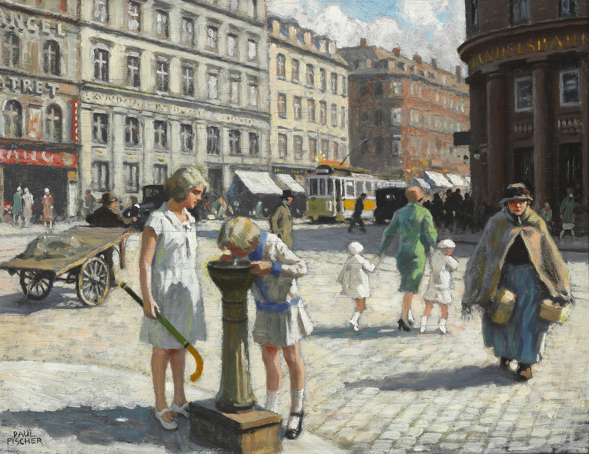 Paul Fischer - Ved Trianglen i København en varm sommerdag