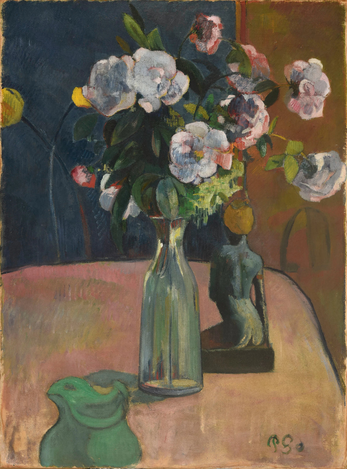 Paul Gauguin - Roses et statuette (1889)
