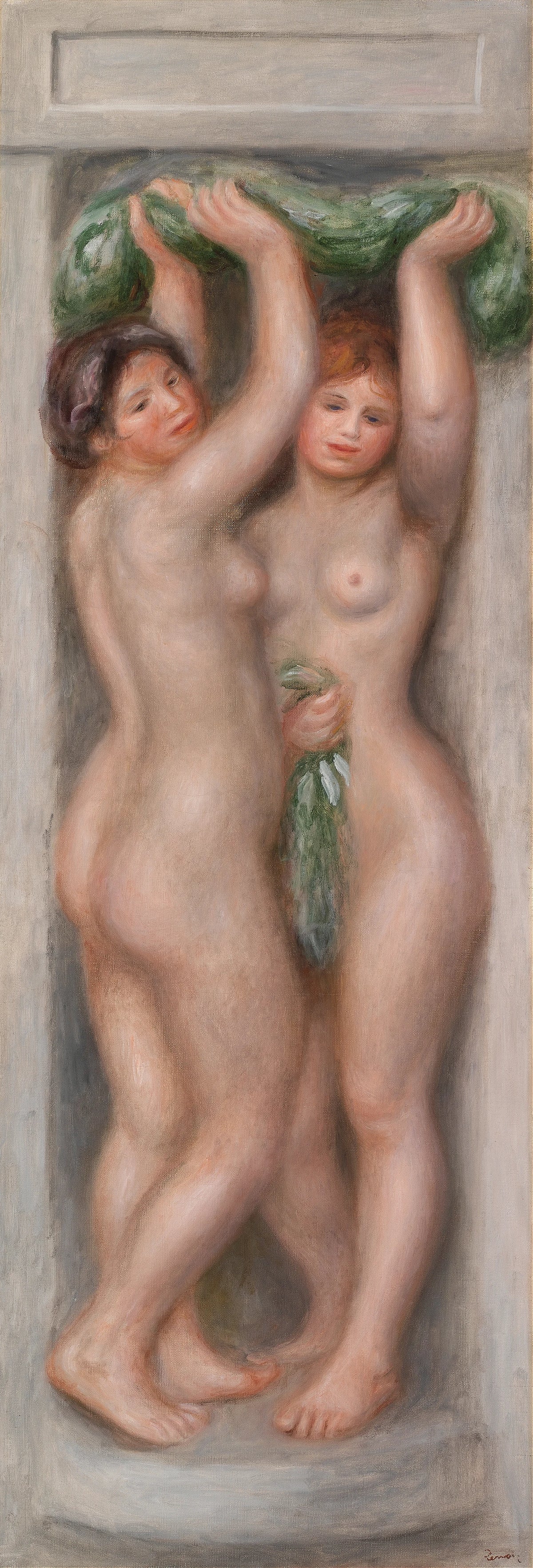 Pierre-Auguste Renoir - Caryatids (Cariatides); also called Deux baigneuses (panneau décoratif) (circa 1910)