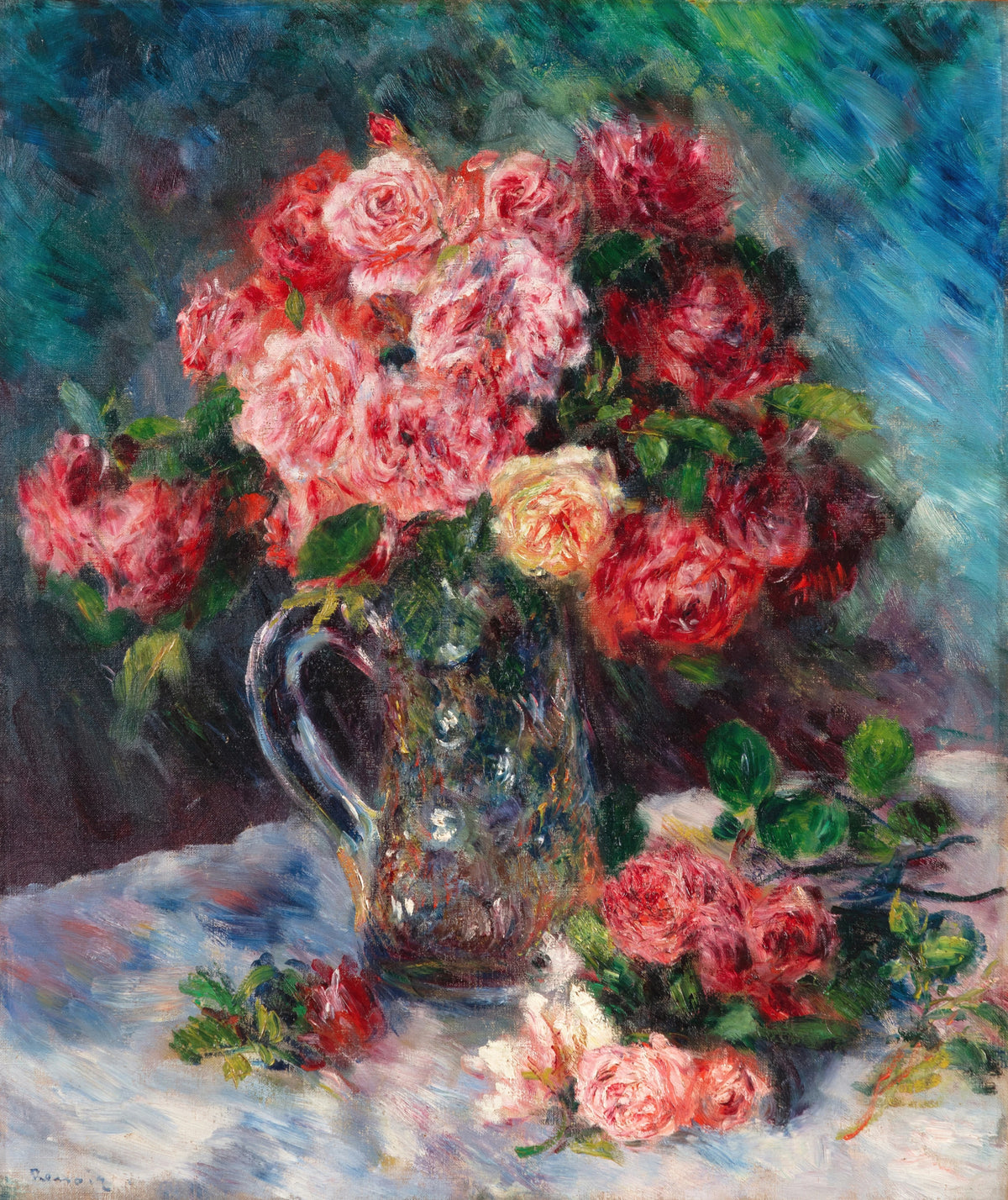 Pierre-Auguste Renoir - Roses dans un vase de cristal (1879)