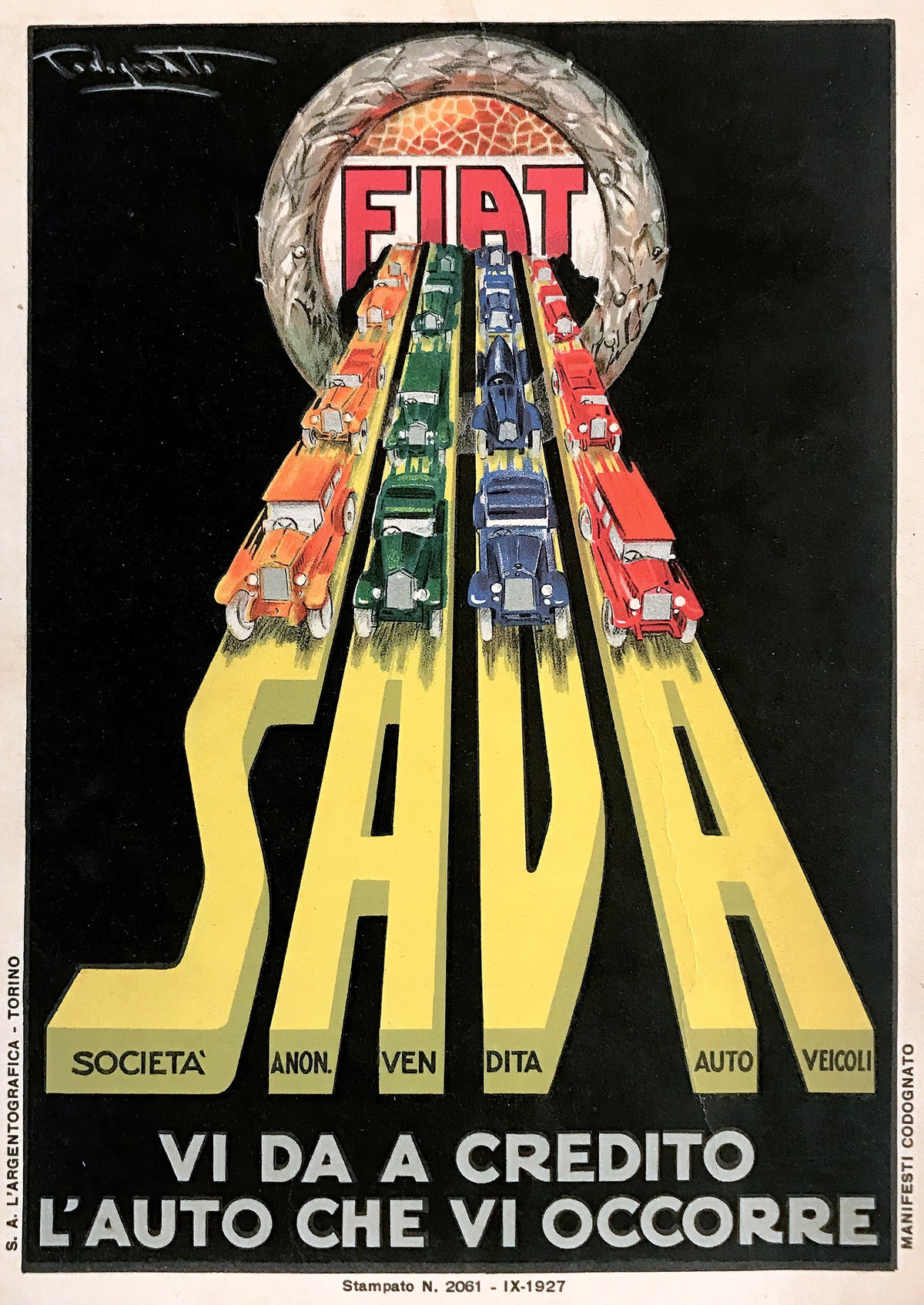 Plinio Codognato - Fiat Sava Vi Da A Credito L'Auto Che Vi Occorre (1927)