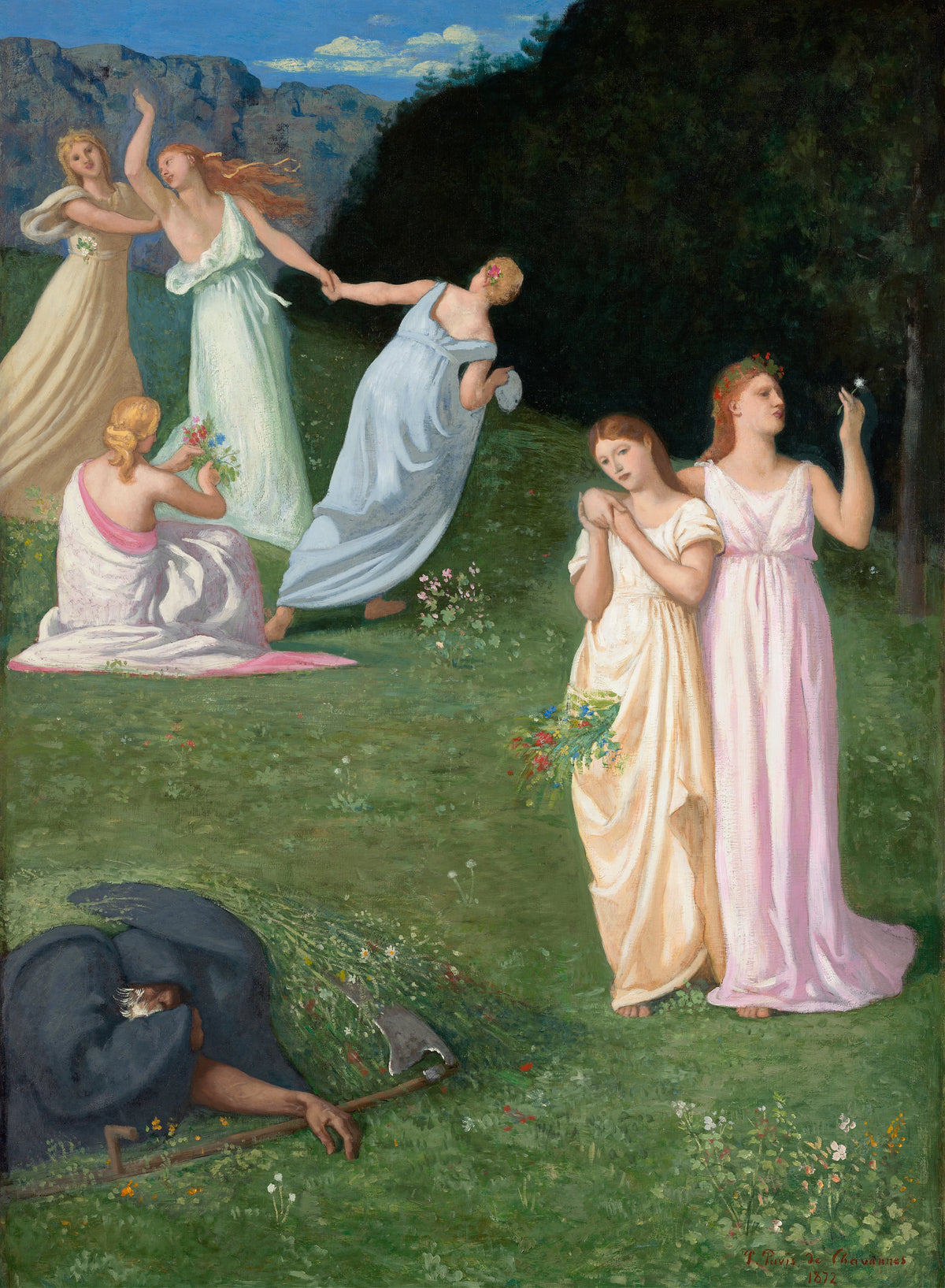 Puvis de Chavannes - Death and The Maidens (1872)