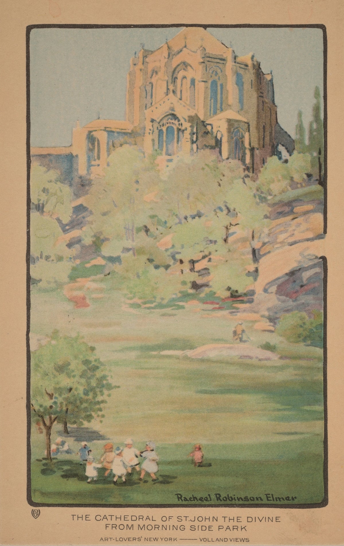 Rachael Robinson Elmer - The Cathedral of St. John the Divine from Morningside Park (1914)