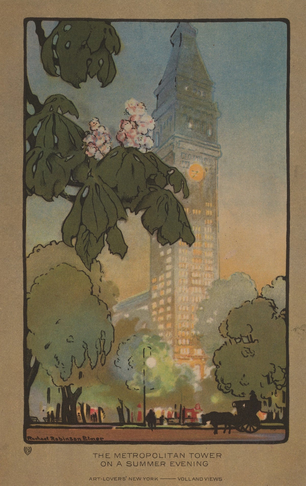 Rachael Robinson Elmer - The Metropolitan Tower on A Summer Evening (1914)