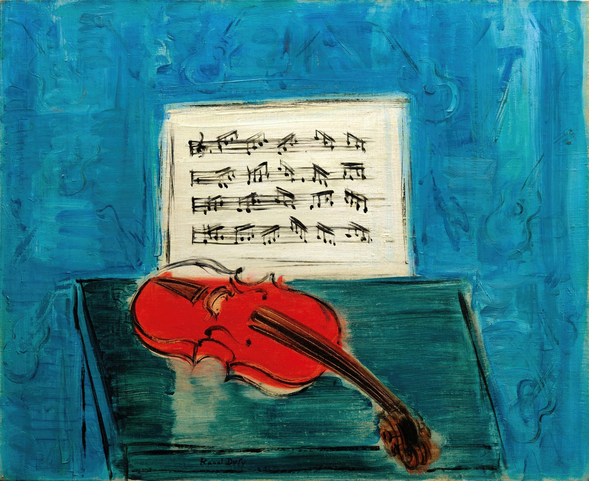 Raoul Dufy - Violon rouge sur fond bleu (1946)