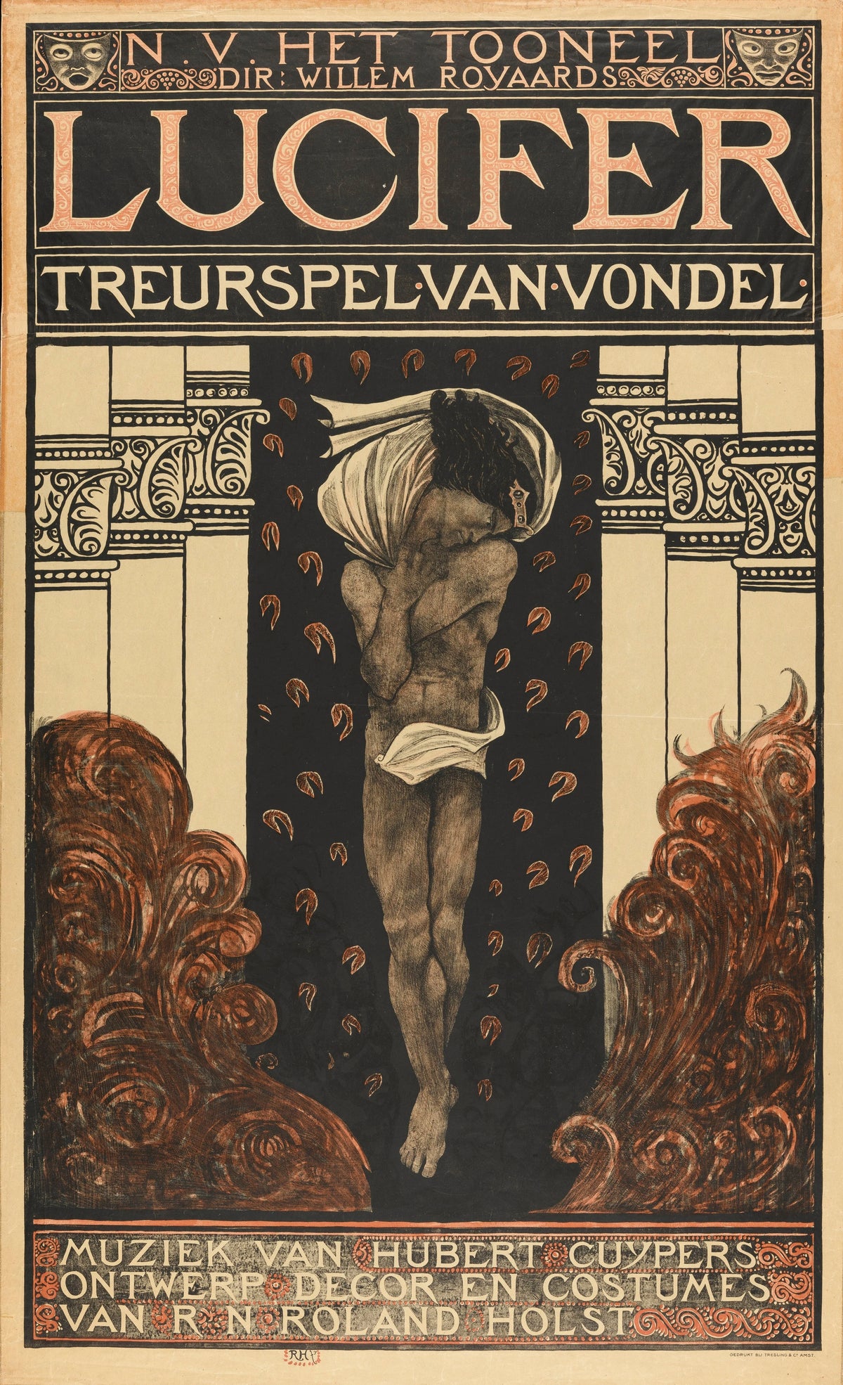 Richard Nicolaüs Roland Holst - Lucifer Treurspel van Vondel. N.V.Het Tooneel dir; Willem Royaards, Muziek van Hubert Cuypers, Ontwerp Decor en Costumes van R N Roland (1910)