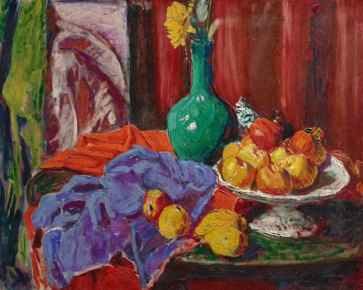 Roderic O'Conor - Still Life of Fruit and Green Vase (Le Compotier) (1919)