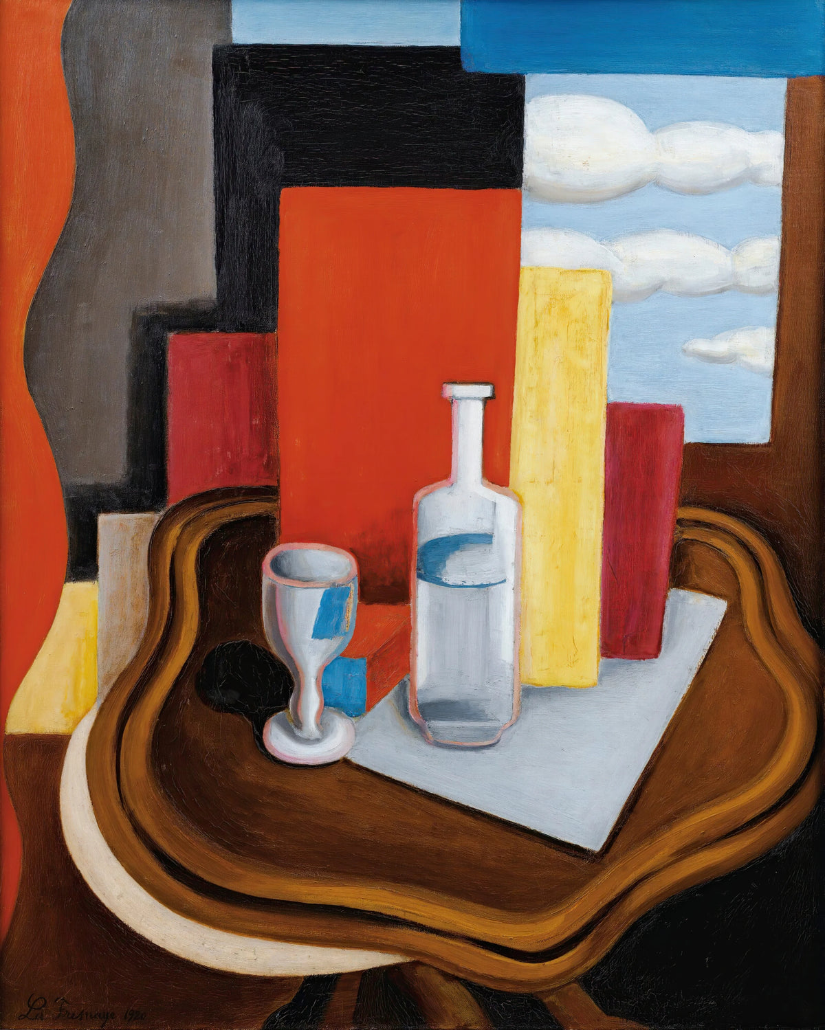 Roger de La Fresnaye - La Table Louis-Philippe À La Bouteille Et Au Verre (1920)
