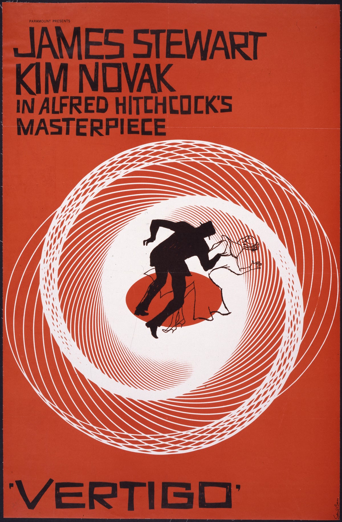 Saul Bass - James Stewart, Kim Novak in Alfred Hitchcock's masterpiece, Vertigo (1961)