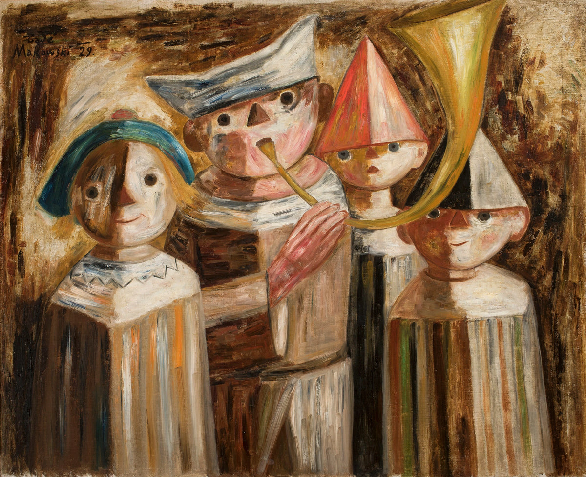 Tadeusz Makowski - Four children with a trumpet (1929)